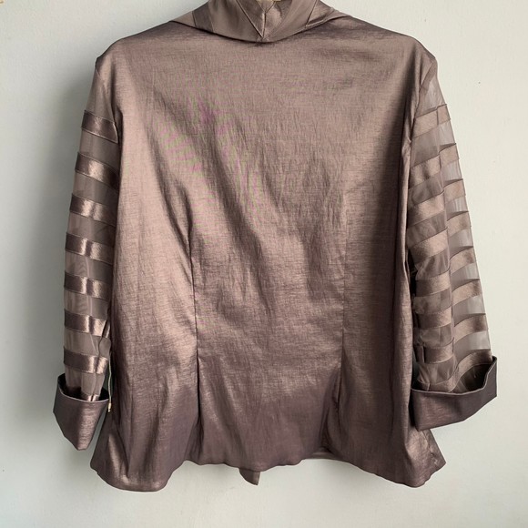 Vintage Tradition Sears Silver Gray Mesh Blouse Rhinestone Button Up Size 18 - Picture 12 of 13